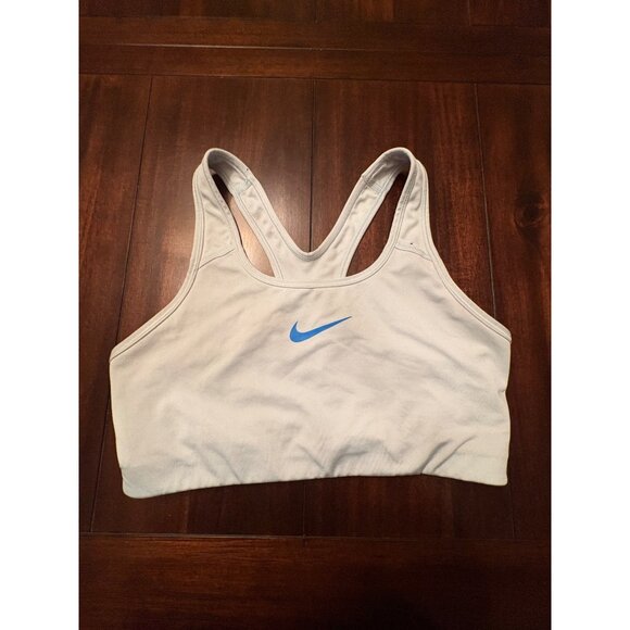 Nike Dri-Fit Womens Sports Bra Size L Light Blue Unpadded - Picture 1 of 7